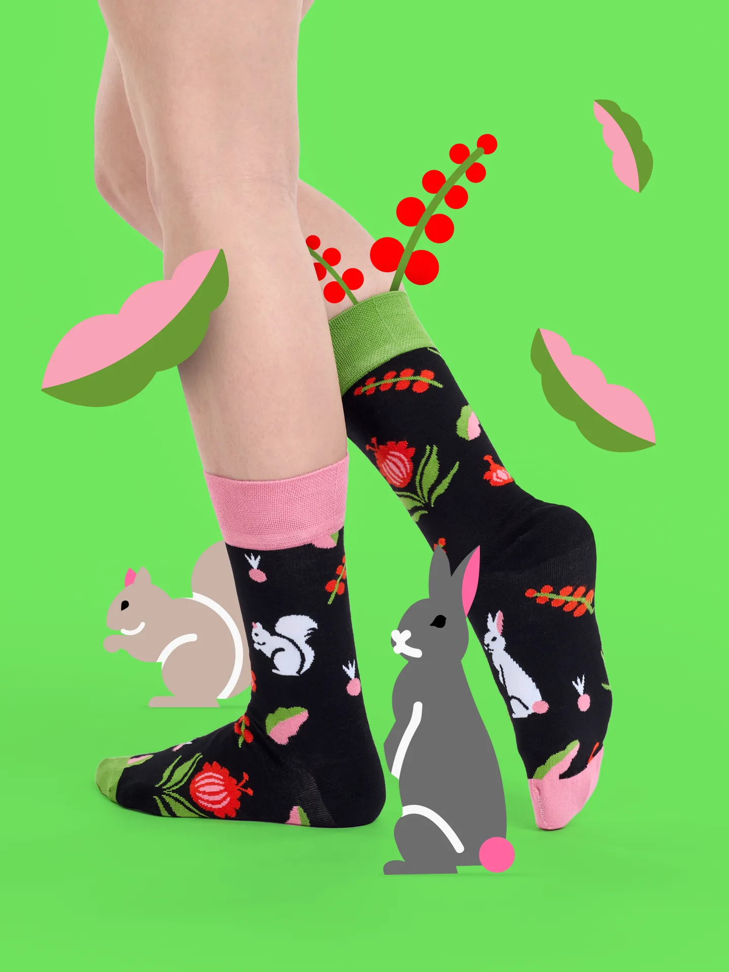 Chaussettes rigolotes en fibres de bambou Jardin folklorique - Image 4