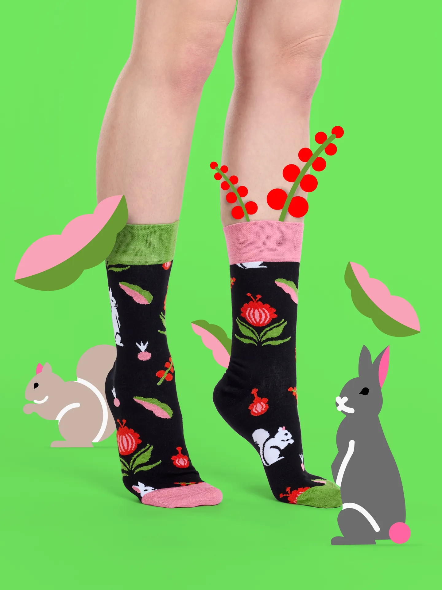 Chaussettes rigolotes en fibres de bambou Jardin folklorique - Image 5