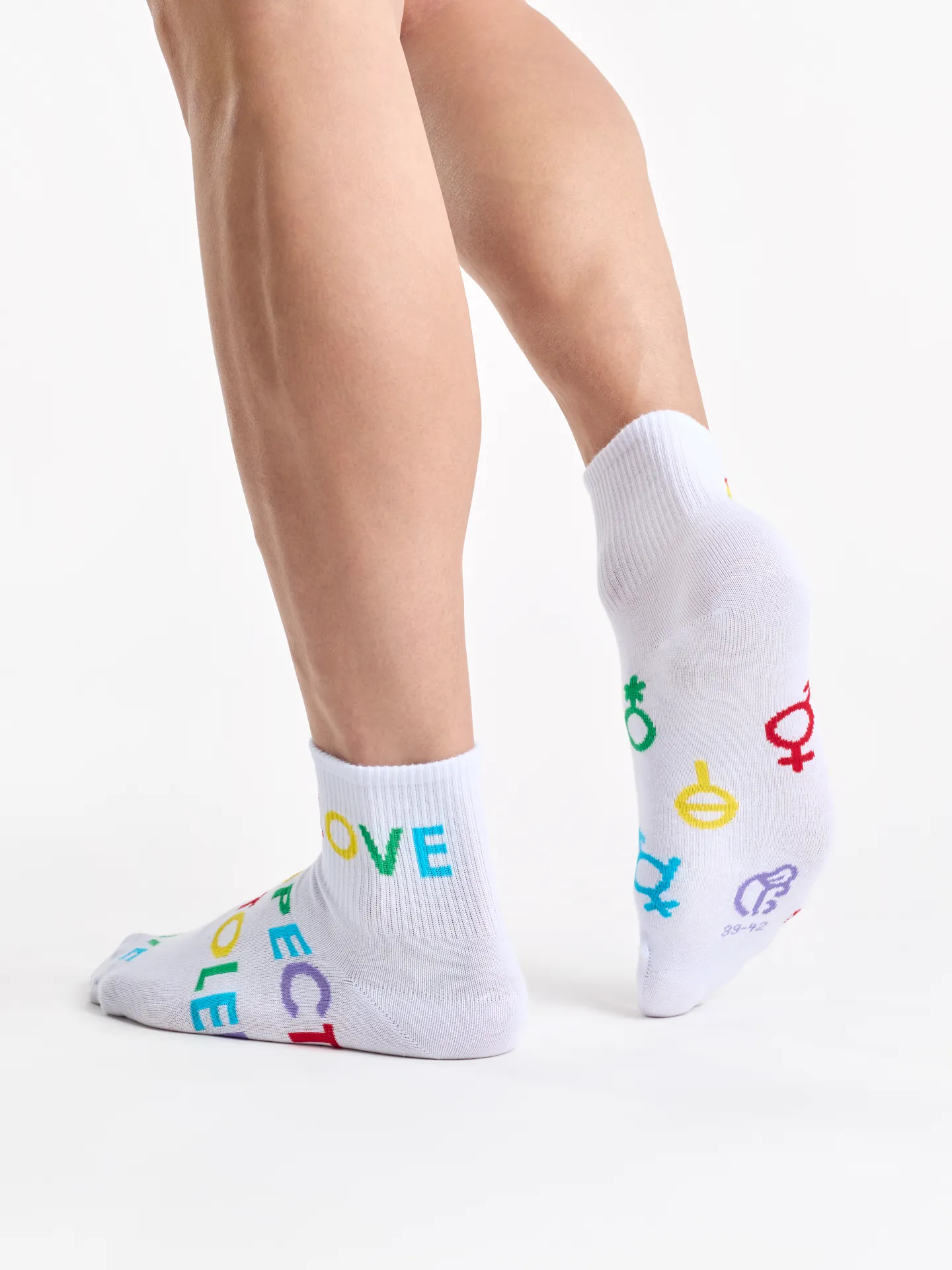 Chaussettes mi-mollet rigolotes Amour et respect - Image 3