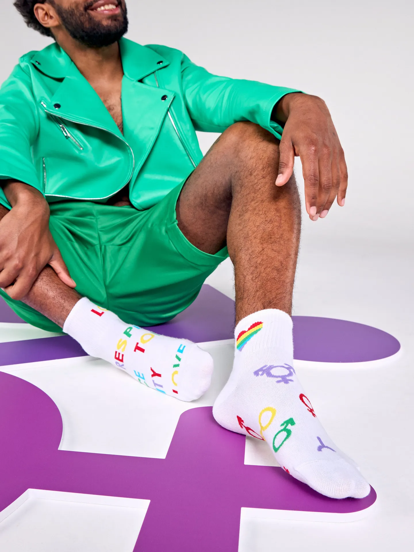 Chaussettes mi-mollet rigolotes Amour et respect - Image 4