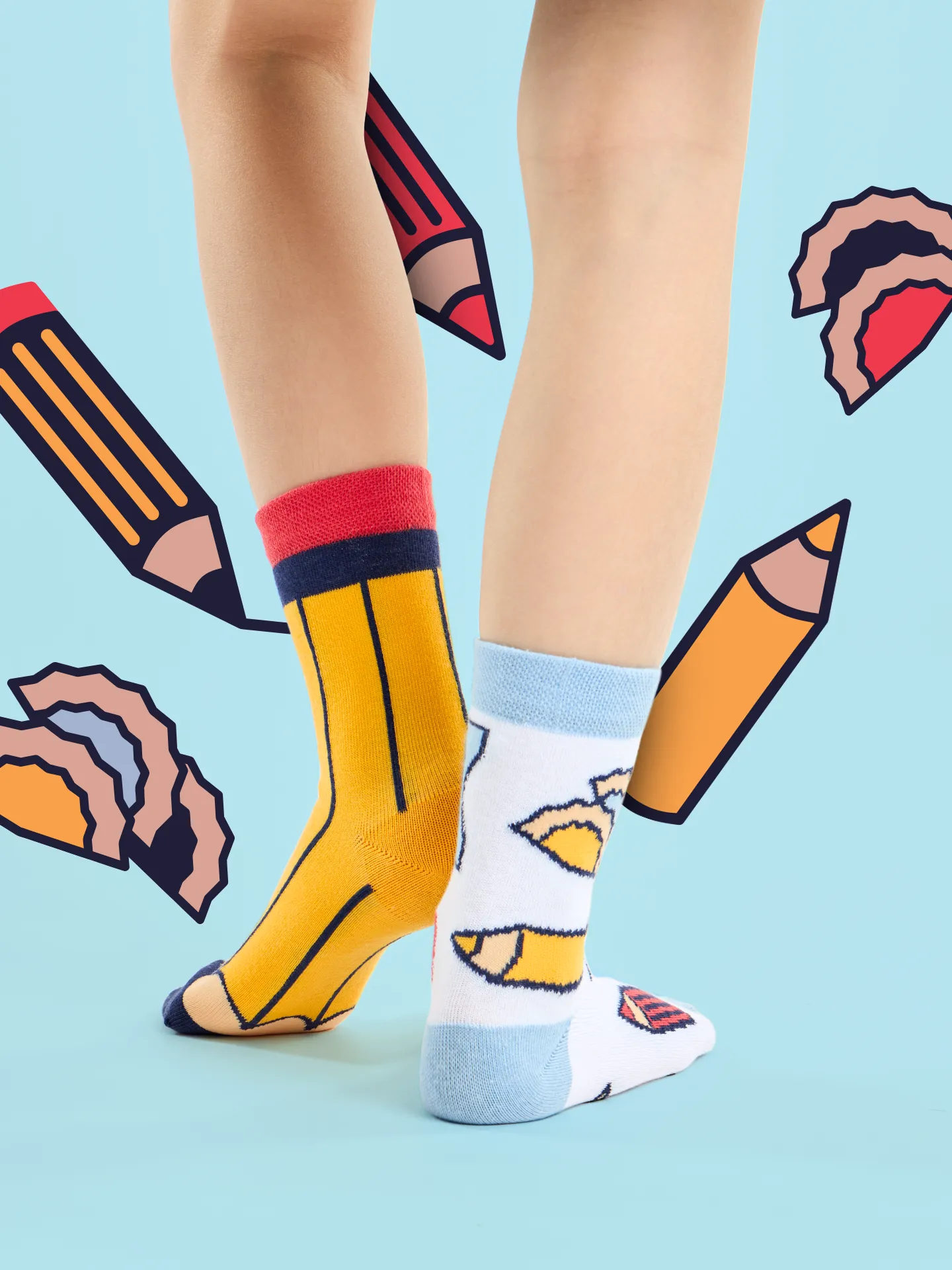 Chaussettes rigolotes pour enfants Crayon - Image 4