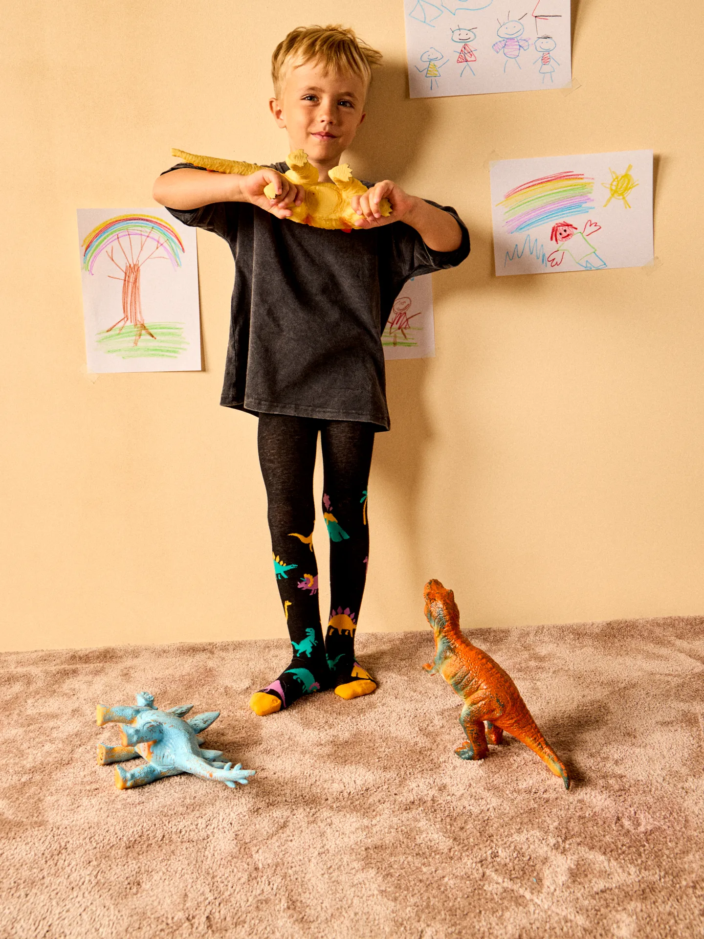 Collants rigolos pour enfants Dinosaures et volcans - Image 4