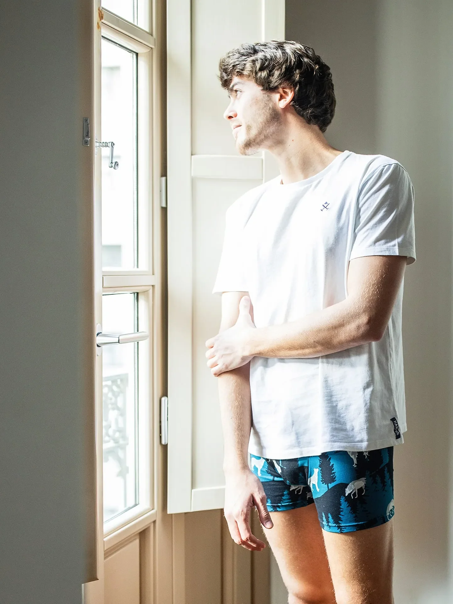 Boxer rigolo pour hommes Loup hurlant à la pleine lune - Image 5