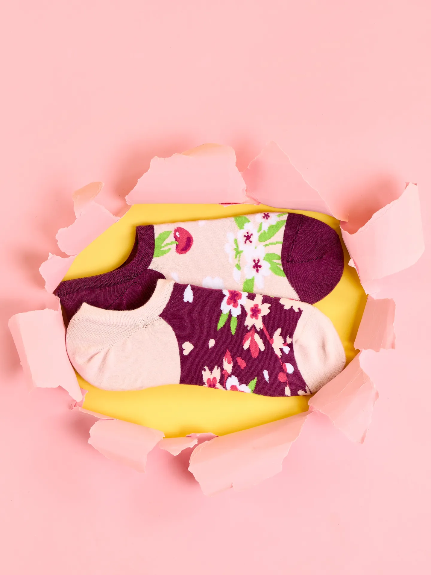 Socquettes rigolotes pour baskets Fleur de cerisier - Image 5